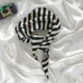 Autumn winter black apricot striped wool knitted triangular scarf warm fashion neck warmer cute - Black