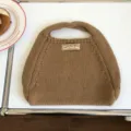 Herbst Winter Strick Handtasche einfarbig lässige Tote Bag minimalistischer Stil Alltag. - 31x26cm / Khaki