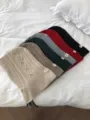 Set berretto sciarpa in maglia autunno inverno cappello caldo multicolore casual solido - Nero