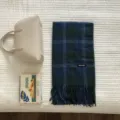 Winter Gruener Karierter Schal Warmer Retro Fransen Karo Schal Vielseitiges Gemuetliches Accessoire - Marinegrünes Karo