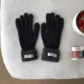 Schwarze Damen Winterstrickhandschuhe mit Plüschbündchen, warme Touchscreen Handschuhe. - 30X10CM (W414P) / Schwarz