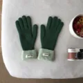 Gemütliche winterliche Touchscreen warme Strickhandschuhe mit Lammwolle Bündchen. - 30X10CM (W414P) / Grün