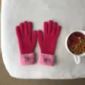Herbst Winter Touchscreen warme Strickwollhandschuhe mit kuscheligen Lammwollbündchen. - 30X10CM (W414P) / Fuchsia