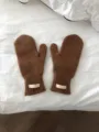 Mitones de lana de color sólido de invierno para hombres y mujeres, guantes térmicos de punto. - Talla Única / Tostado