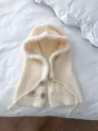 Gebreide capuchon sjaal balaclava winter warme pluche gevoerde hoed schattige beige winddicht. - Geïntegreerde sjaal met capuchon / Ivoor