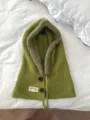 Knitted balaclava hooded scarf, warm fleece-lined winter ear protection hat for women. - Integrated Hooded Scarf / Olive