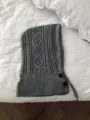 Cappuccio lavorato a maglia grigio sciarpa cappello inverno caldo bottoni coulisse donna - Grigio