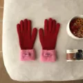 Winter Touchscreen warme Strickhandschuhe mit Plüschbündchen und schickem Farbdesign. - 30X10CM (W414P) / Rot