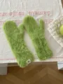 Gruene flauschige Plueschfaustlinge Winter warm dicke suesse weiche Handschuhe Damen kalt - Vollfinger / 27x10cm / Hellgrün