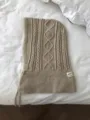 Passamontagna in maglia beige inverno caldo treccia cappuccio sciarpa elegante coulisse cappello - Bianco avorio