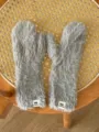 Graue flauschige Winterfäustlinge für Damen, weiche Plüschwarme Handschuhe, kuschelig kalt. - Vollfinger / 27x10cm / Hellgrau