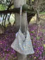 Blumen Canvas Umhängetasche für Damen, große Kapazität lässige Tragetasche mit Blumenmuster. - Gelb Blau