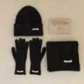 Ensemble bonnet gants écharpe gris foncé hiver chaud couleur unie minimaliste accessoire chic - Gris foncé
