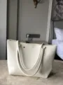 Grand sac cabas tricoté de couleur unie minimaliste sac à épaule décontracté pour femme usage - L / Ivoire