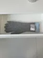 Gants longs en laine tricotée pour femmes hiver chaud tactile gris avec étiquette élégante - Gris