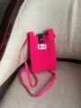 Bolso cruzado de punto para teléfono mini rosa liso bonito estudiante monedero detalle. - Rosa rojo