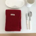 Roter Strickschal für Damen, warmer doppelschichtiger Wollschal für den Winter im Alltag. - Burgunderrot