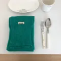Koreanischer einfarbiger Strickschal Winter dicker warmer Wollschal für Damen Detail - Seegrün