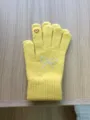 Women winter cute bow knitted gloves solid color wool five finger gloves warm cozy - 20x10cm / Yellow