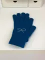 Cute knit gloves detail featuring sparkling rhinestone bow and red heart accent on fingers. - 20x10cm / Navy Blue