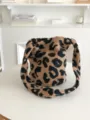 Leopardmuster Plüsch Umhängetasche, flauschige Teddyfell Handtasche für Damen im Winter. - Khaki Leopardenmuster