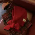 Cappello Balaclava in Maglia Rossa Donna Inverno Caldo Sciarpa Cappuccio con Fiocco - Rosso