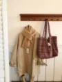 Autumn winter plaid tote bag for women casual large capacity shoulder bag stylish daily wear. - Light Purple
