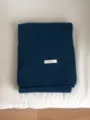 Minimalist dark blue wool scarf winter warm solid color shawl fashion accessory for women - Navy Blue