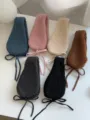 Winter warm plush ear muffs with cute drawstring design, soft fleece ear warmers for women. - U103 / Gray