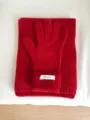 Conjunto de guantes y bufanda de lana roja invierno cálido color sólido guantes táctiles mujer. - 26x12cm / Rojo