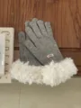 Cozy women's winter knit touchscreen gloves with warm plush cuffs, soft and stylish. - 25x10cm / Gray