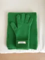 Conjunto detallado de guantes y bufanda de lana verde, accesorio cálido de invierno para mujer. - 26x12cm / Verde