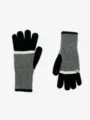 Women's long knitted five-finger gloves in black and grey, winter warm touch screen design. - 39x10cm / Black