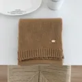 Bufanda de punto de lana lisa, accesorio de invierno minimalista, elegante chal cálido y suave. - Camel