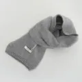 Grey wool scarf for women winter solid color knitted warm fashion cozy stylish elegant apparel - Light Gray