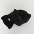 Black solid color 100% wool knitted scarf, winter warm cozy fashion apparel variant style. - Black