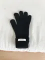 Guantes de lana cálidos de invierno para mujer, elegantes guantes de punto lisos. - 26x12cm / Negro