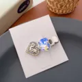 Pince à cheveux double cœur strass minimaliste coréenne barrette brillante douce femme - Doubles cœurs blancs