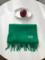 Gruener Wollschal fuer den Winter mit Fransen und edler Stickerei. Weicher warmer Unisex Schal. - Grün