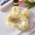 Flauschiges gelbes lustiges Augen Stirnband weich Plüsch süß Waschgesicht Make-up Haarband - Gelb