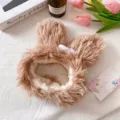 Flauschiges braunes Plüsch witziges Stirnband mit großen Augen, Kosmetik Haarband für Frauen. - Kaffee