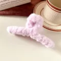 Large plush hair claw clip soft fuzzy shark clip winter hair accessories for women and girls - Light Purple