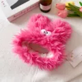 Süsser plüsch lustiger großer augen waschen gesicht stirnband rosa flauschig spa haarband - Fuchsia