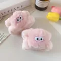 Cute fluffy pink plush wristbands with funny googly eyes, soft absorbent face washing bands. - One Pair / Pink