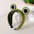Cute Green Frog Knitted Headband Soft Wool Hair Hoop Anti-Slip Face Washing Hair Accessories - Grass Green