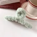 Green plush hair claw clip, fluffy winter shark clip for stylish hair styling and daily wear. - Mint Green