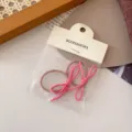 Einfache schmale Schleifen Haargummis 2er-Set, süße rosa Band elastische Zopfgummis Frauen. - 2 Stück/Packung / Fuchsia