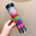 Kleurrijke naadloze haarrekkers in een doorzichtige opbergkoker, elastische haarelastiekjes. - 20 stuks in pot / Kleurrijk