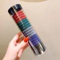 Kleurrijke naadloze haarbandjes in doorzichtige doos, zeer elastische en duurzame elastiekjes voor haar. - 20 stuks in pot / Vintage tinten