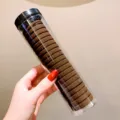 Bruine naadloze haarelastiekjes in doorzichtige koker, elastische haaraccessoires voor dames. - 20 stuks in pot / Donker kaki